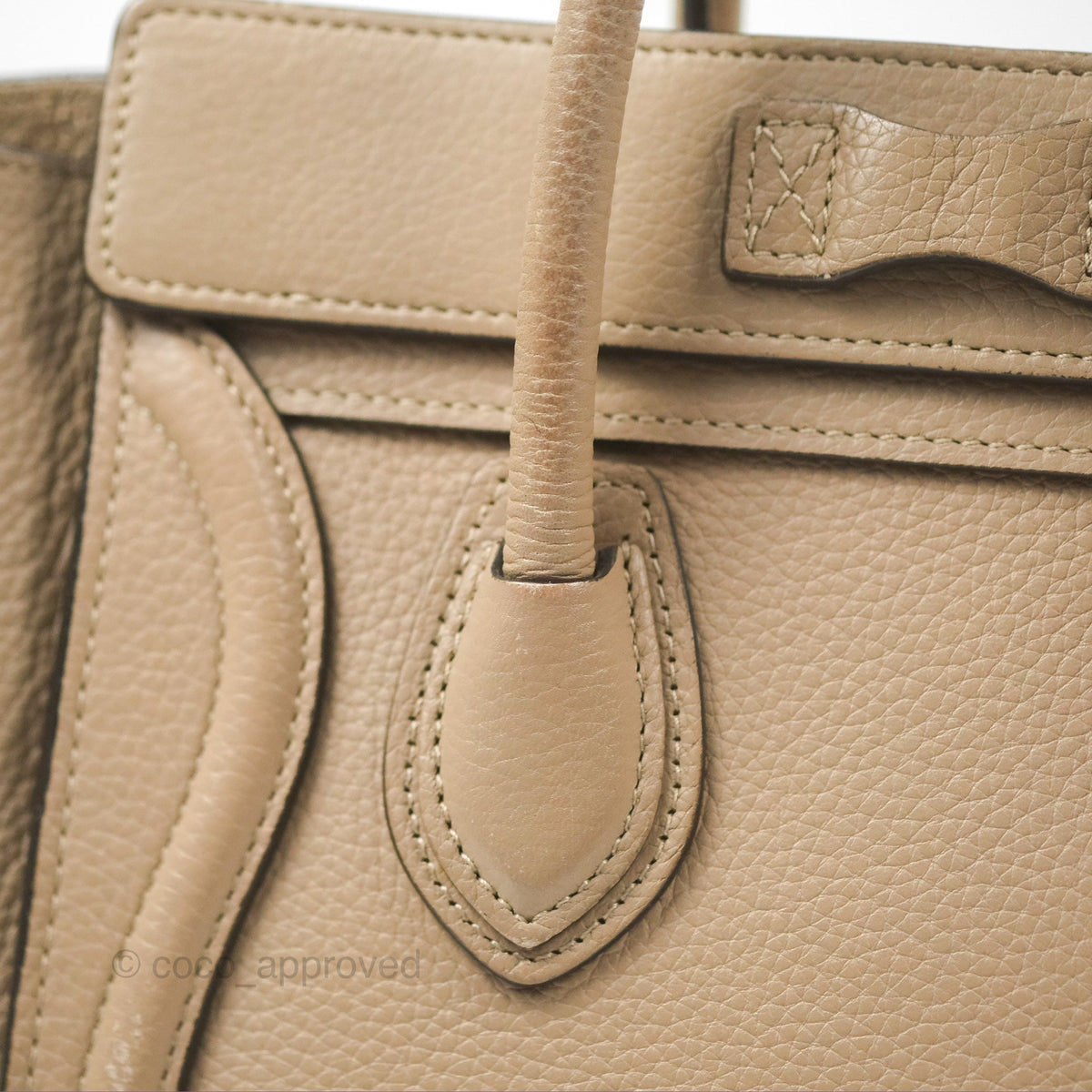 Celine Nano Luggage Bag Dune Drummed Calfskin