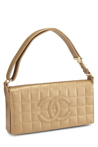Chanel,  Gold Leather Chocolate Bar Shoulder Bag Medium, Gold