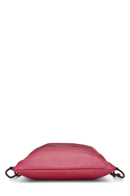 Gucci, Pink Leather Logo Print Drawstring Backpack Large , Pink