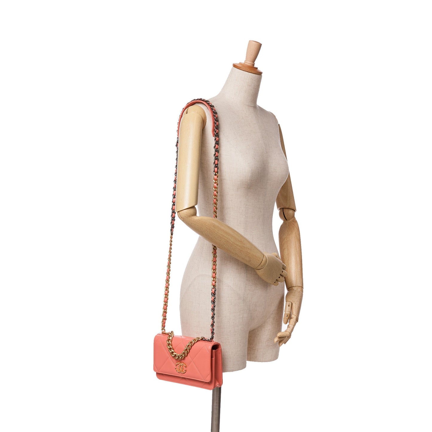 Pink Chanel Quilted Lambskin 19 Wallet on Chain Satchel
