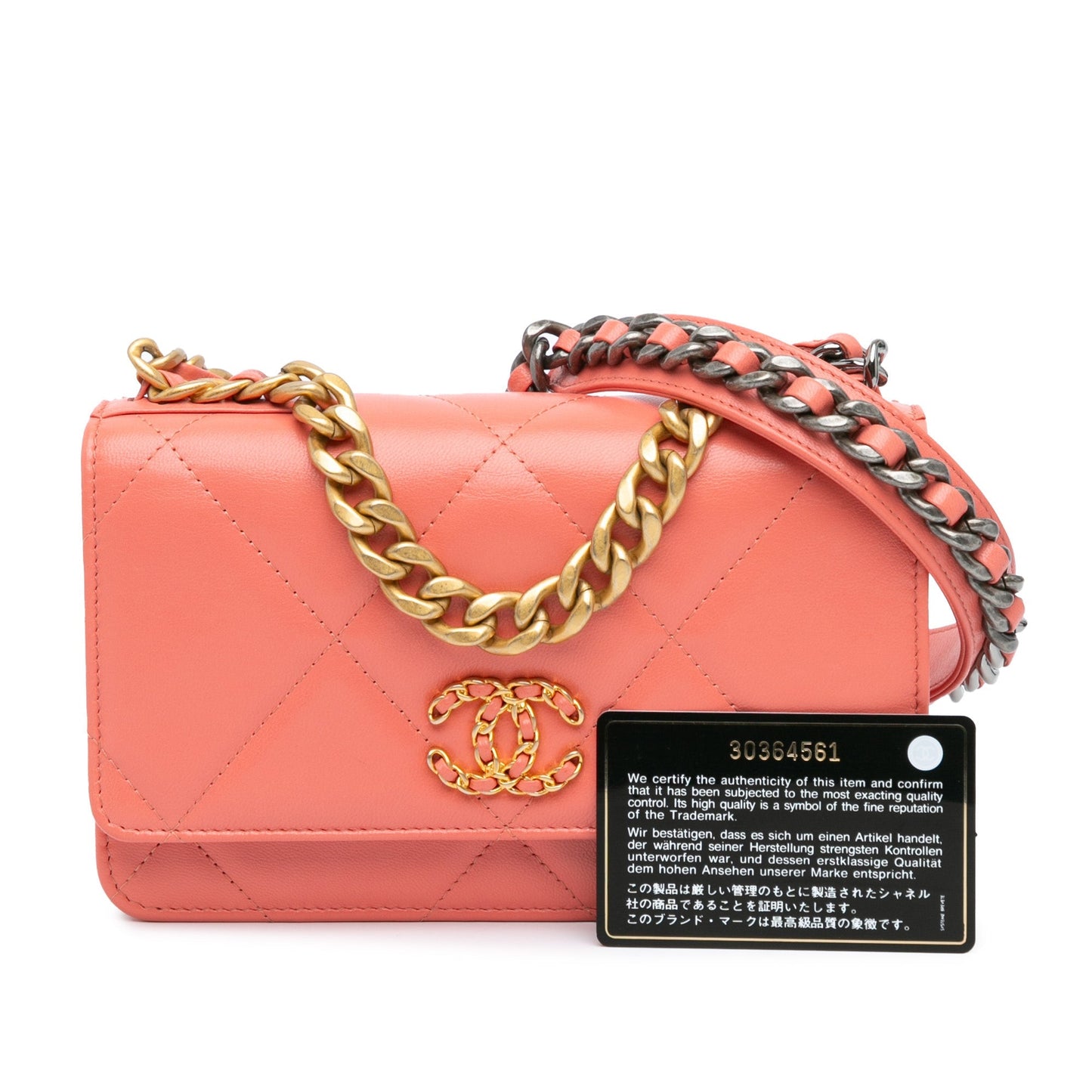 Pink Chanel Quilted Lambskin 19 Wallet on Chain Satchel