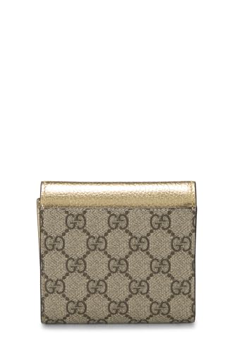 Gucci, Gold GG Supreme Canvas Compact Wallet, Gold