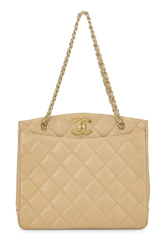 Chanel,  Beige Quilted Caviar 'CC' Turnlock Tote Large, Beige
