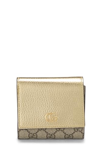 Gucci, Gold GG Supreme Canvas Compact Wallet, Gold