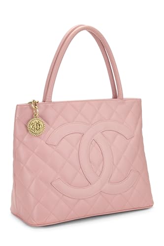 Chanel,  Pink Quilted Caviar Medallion Tote, Pink