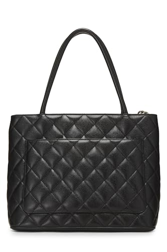 Chanel,  Black Quilted Caviar Medallion Tote, Black