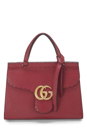 Gucci, Red Leather GG Marmont Top Handle Flap Bag Mini, Red