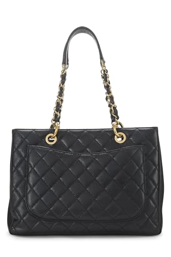 Chanel,  Black Quilted Caviar Grand Shopping Tote (GST), Black