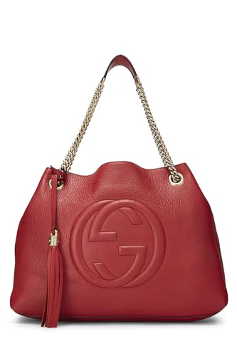 Gucci, Red Leather Soho Chain Tote, Red