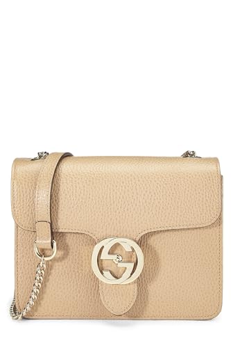 Gucci, Beige Leather Interlocking Crossbody Small, Beige