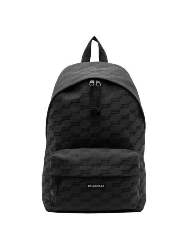 Luxury Balenciaga  BB Monogram Jacquard Canvas Medium Backpack Black