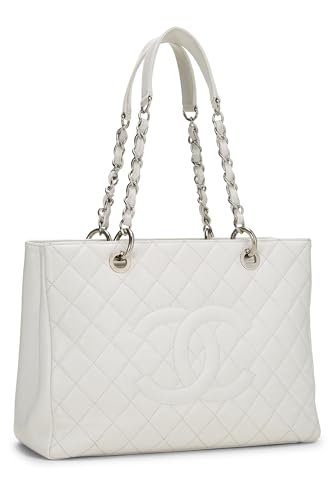 Chanel,  White Quilted Caviar Grand Shopping Tote (GST), White