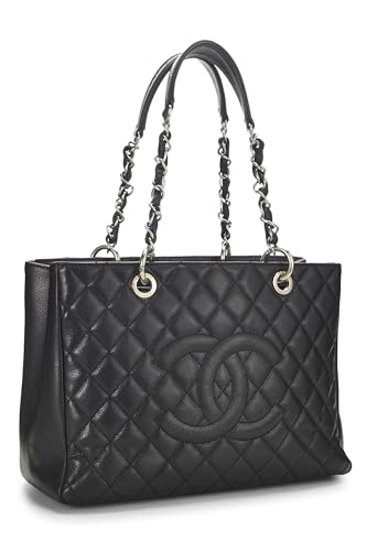 Chanel,  Black Quilted Caviar Grand Shopping Tote (GST), Black