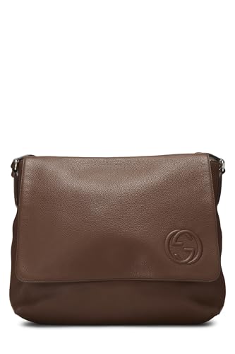 Gucci, Brown Leather Soho Flap Messenger Bag, Brown
