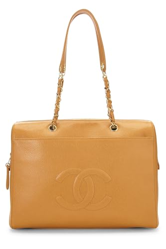 Chanel,  Orange Caviar Zip Tote, Orange