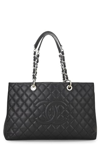 Chanel,  Black Quilted Caviar Grand Shopping Tote (GST) XL, Black