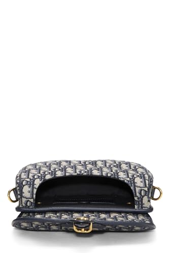 Dior,  Navy Oblique Jacquard Bobby Flap Medium, Navy