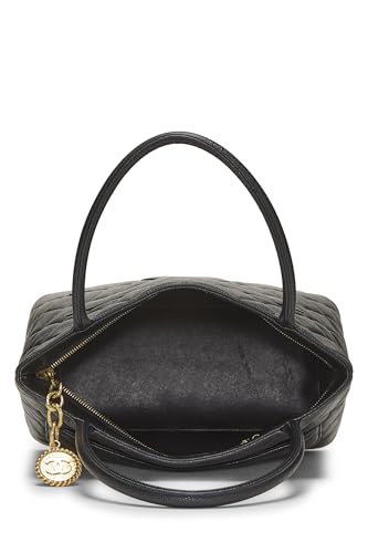 Chanel,  Black Quilted Caviar Medallion Tote, Black