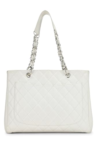 Chanel,  White Quilted Caviar Grand Shopping Tote (GST), White