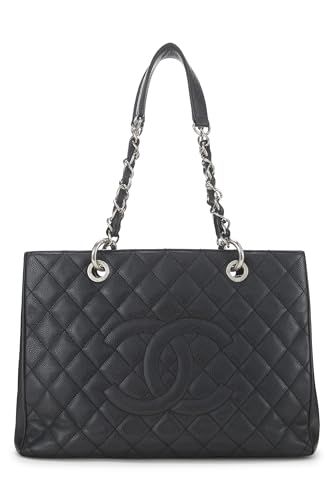 Chanel,  Black Quilted Caviar Grand Shopping Tote (GST), Black