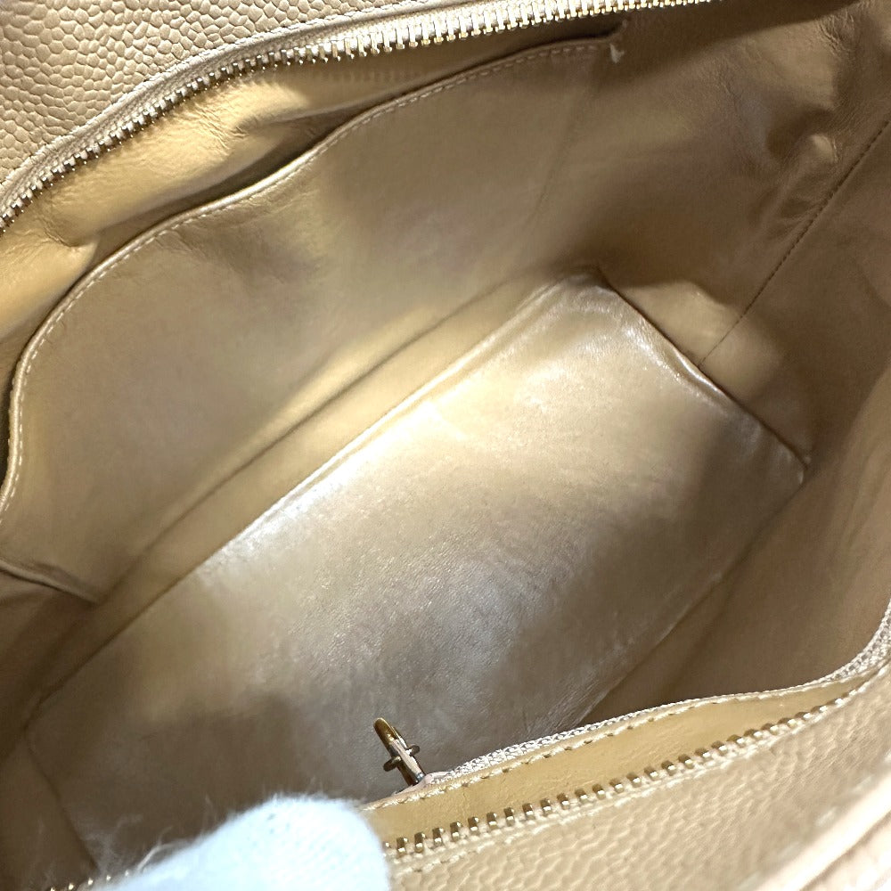 CHANEL Tote Bag A01804 Caviar skin beige CC COCO Mark Replica Tote Women Used