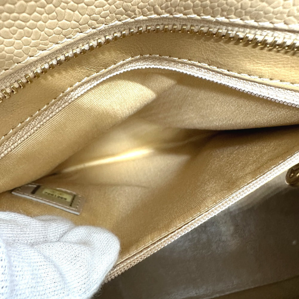 CHANEL Tote Bag A01804 Caviar skin beige CC COCO Mark Replica Tote Women Used