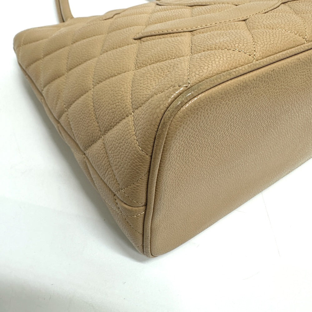 CHANEL Tote Bag A01804 Caviar skin beige CC COCO Mark Replica Tote Women Used