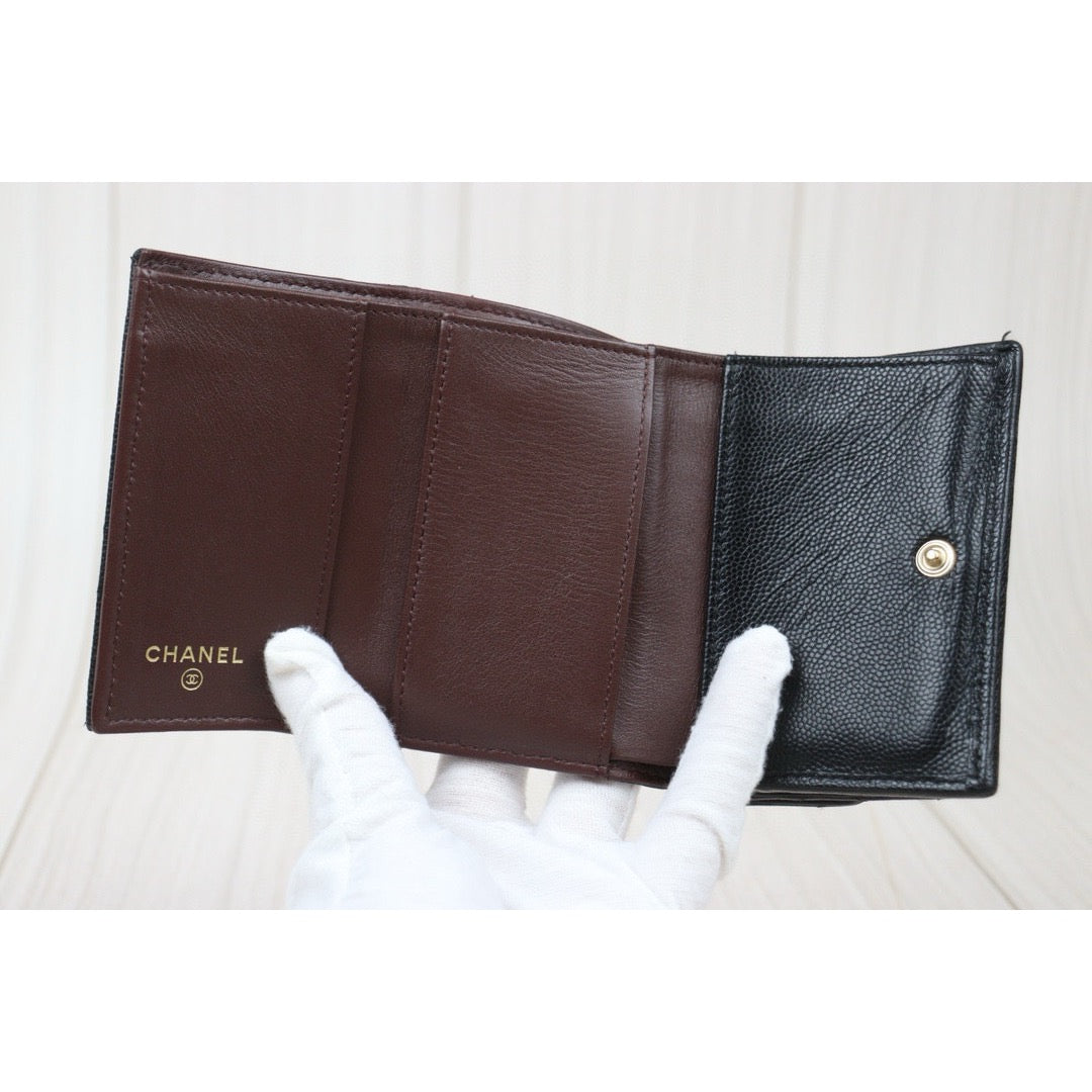 Good ( Rank AB)｜CHANEL Caviar Skin Leather Calf Leather  Wallet Black ｜24122003