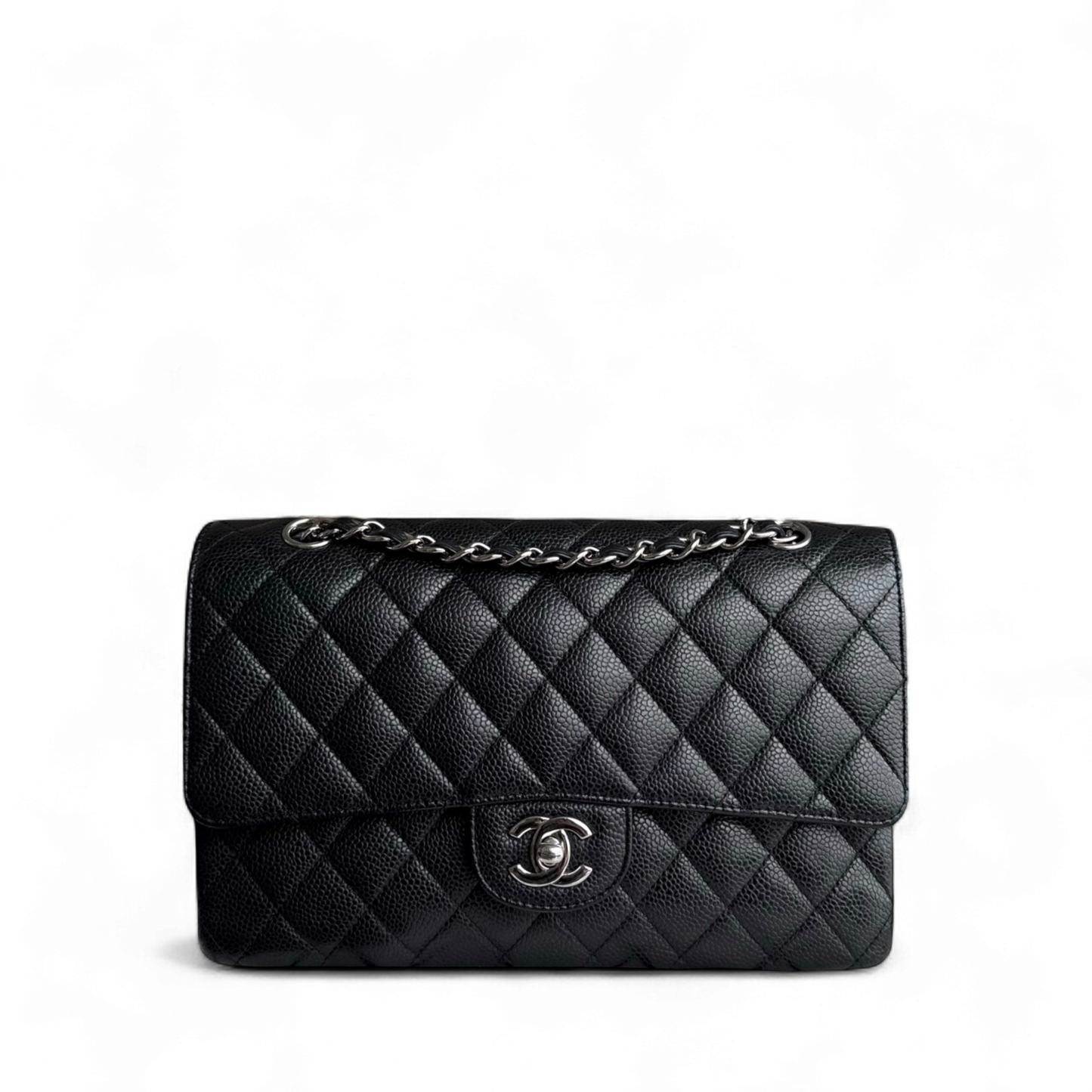 Chanel Classic Flap Medium - Caviar 25CM Quilted Black Silver Hardware Series 14