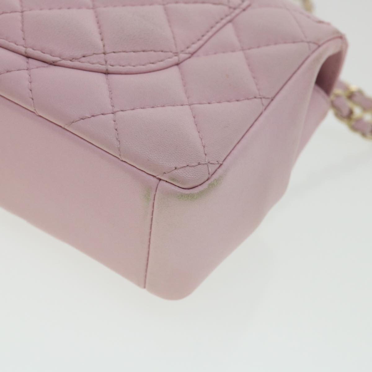 Top Quality Chanel Matelasse Turn Lock Chain Shoulder Bag Lamb Skin Pink CC Auth 32151A