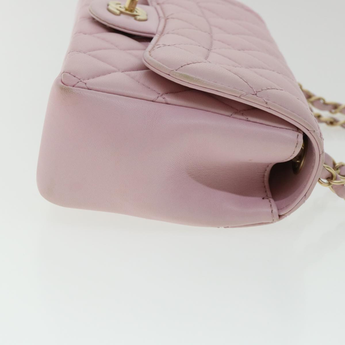 Top Quality Chanel Matelasse Turn Lock Chain Shoulder Bag Lamb Skin Pink CC Auth 32151A