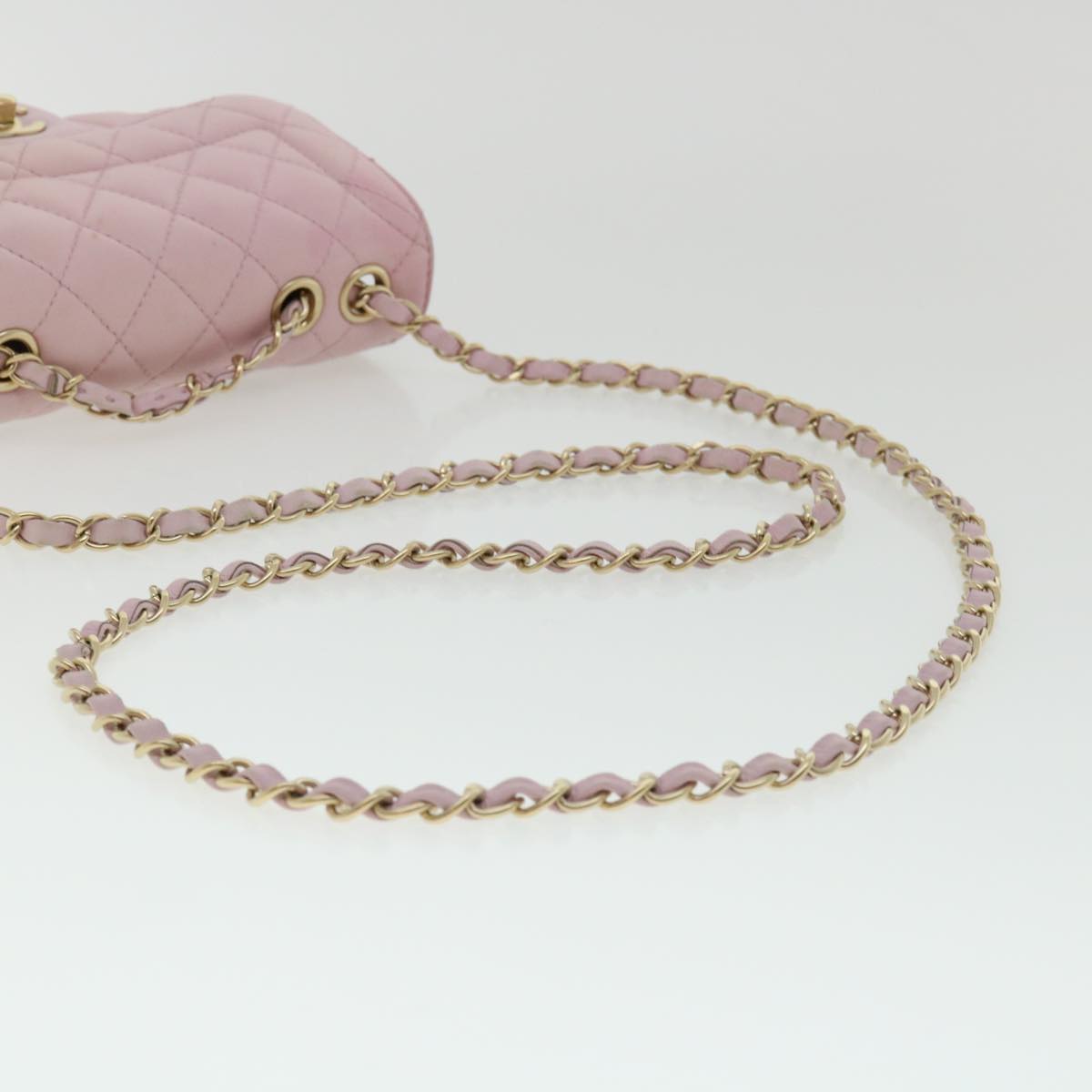 Top Quality Chanel Matelasse Turn Lock Chain Shoulder Bag Lamb Skin Pink CC Auth 32151A