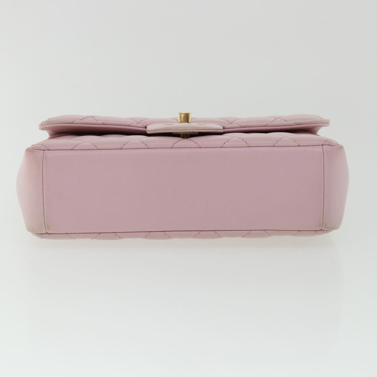 Top Quality Chanel Matelasse Turn Lock Chain Shoulder Bag Lamb Skin Pink CC Auth 32151A