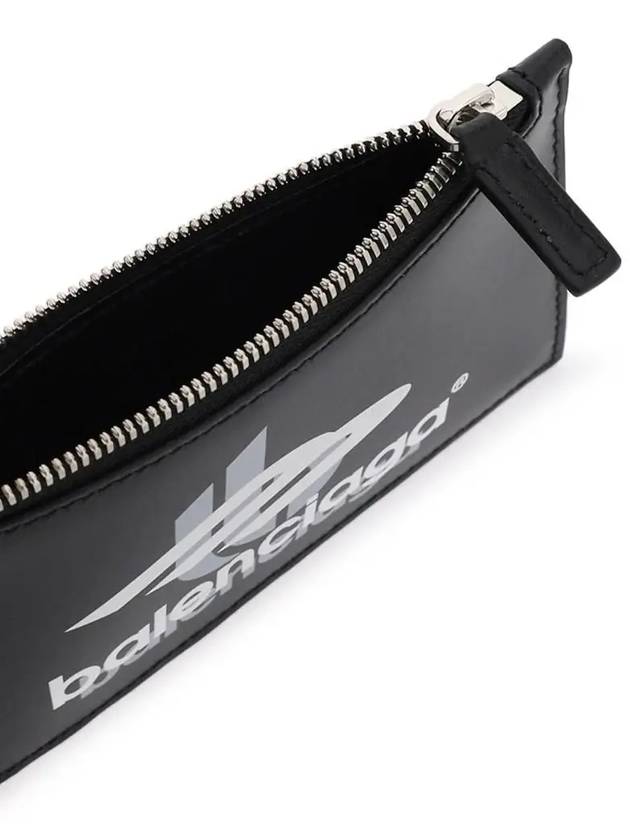 Luxury Balenciaga  Logo Print Neck Strap Card Wallet Black