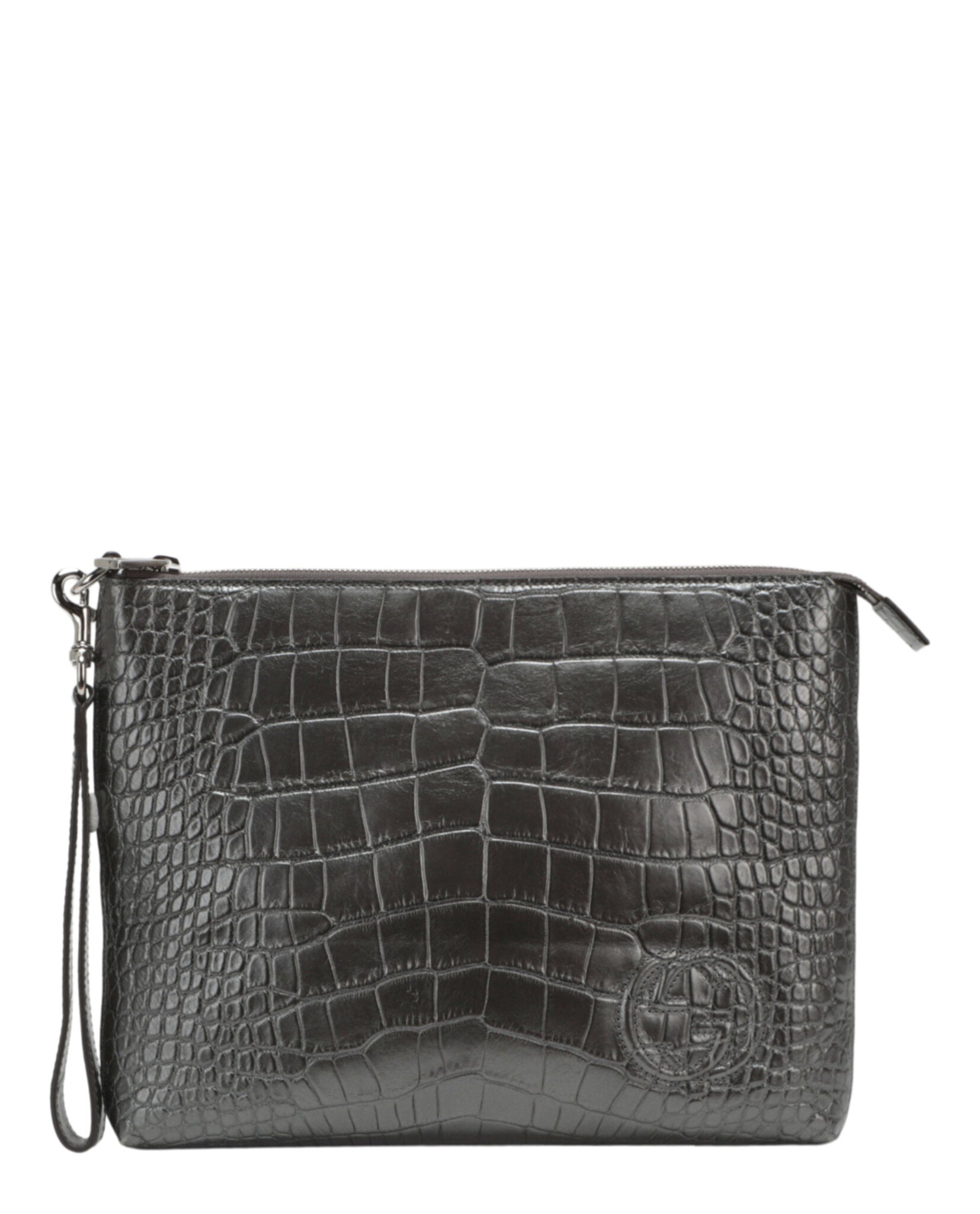 Gucci Unisex-Adult Small Crocodile Leather Envelope Pouch Medium Military