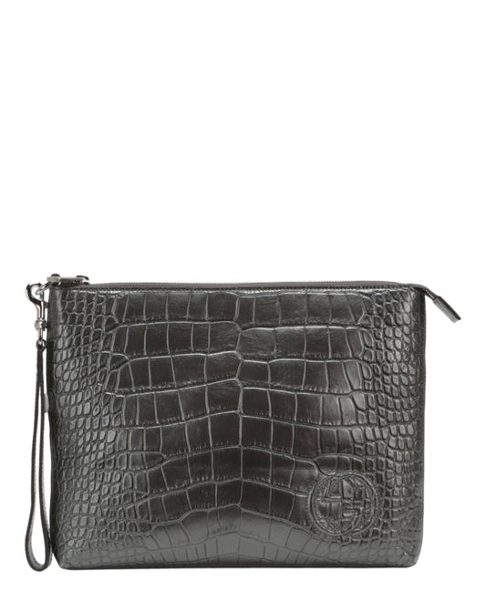 Gucci Unisex-Adult Small Crocodile Leather Envelope Pouch Medium Military