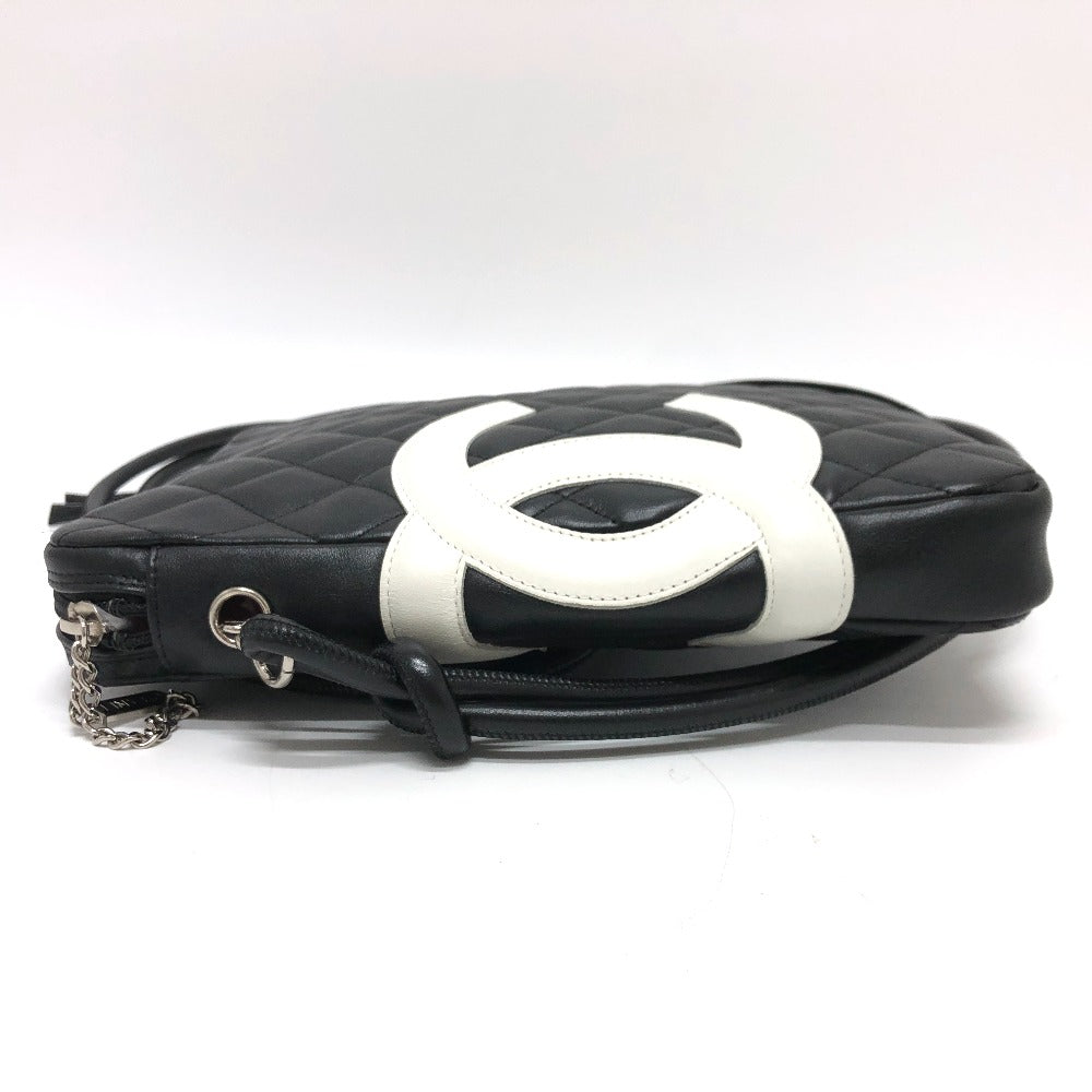 CHANEL Shoulder Bag lambskin Black x white Cambon line Women Used