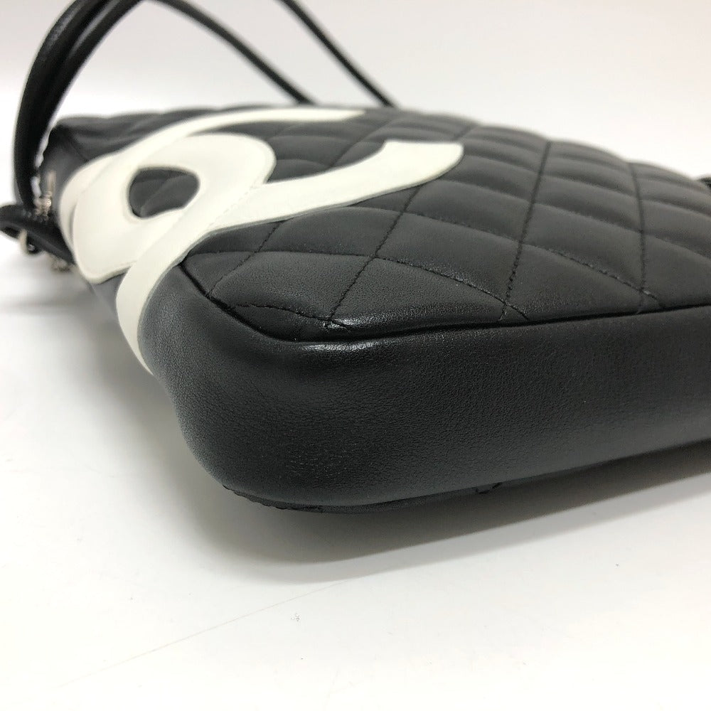 CHANEL Shoulder Bag lambskin Black x white Cambon line Women Used
