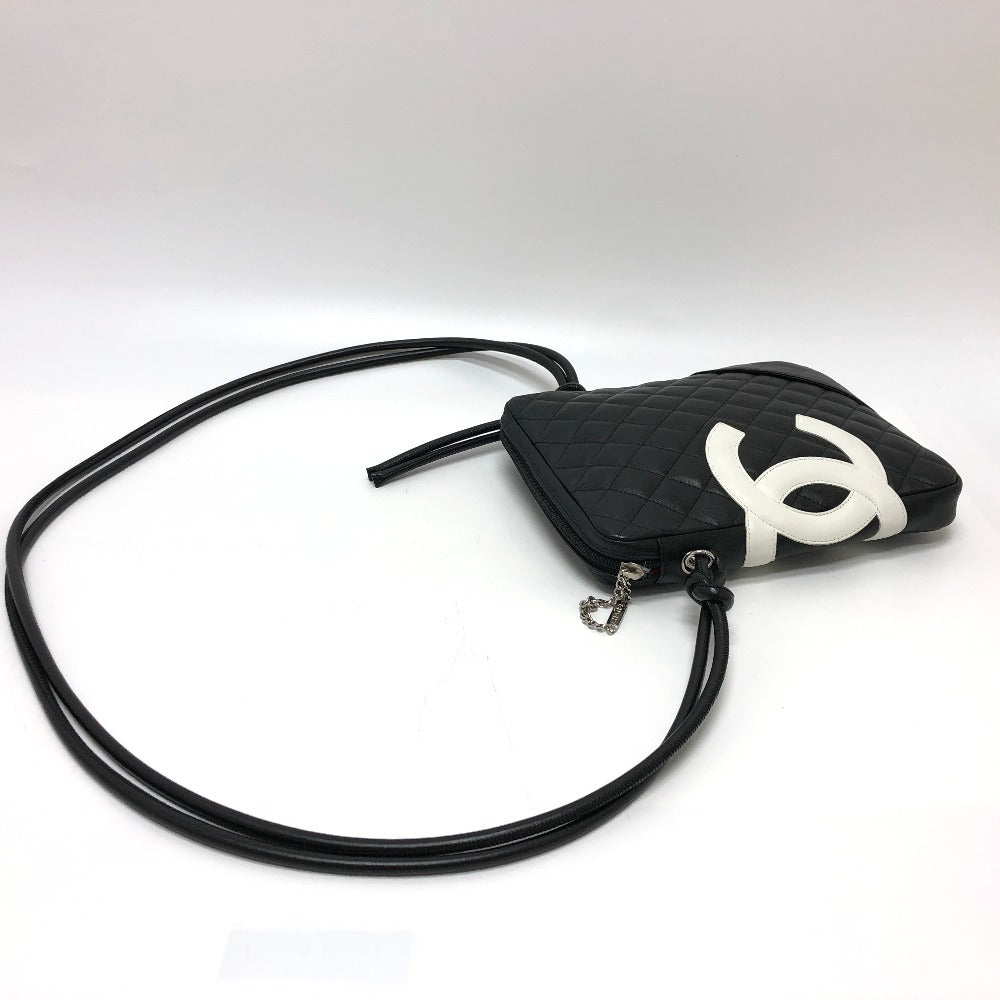CHANEL Shoulder Bag lambskin Black x white Cambon line Women Used