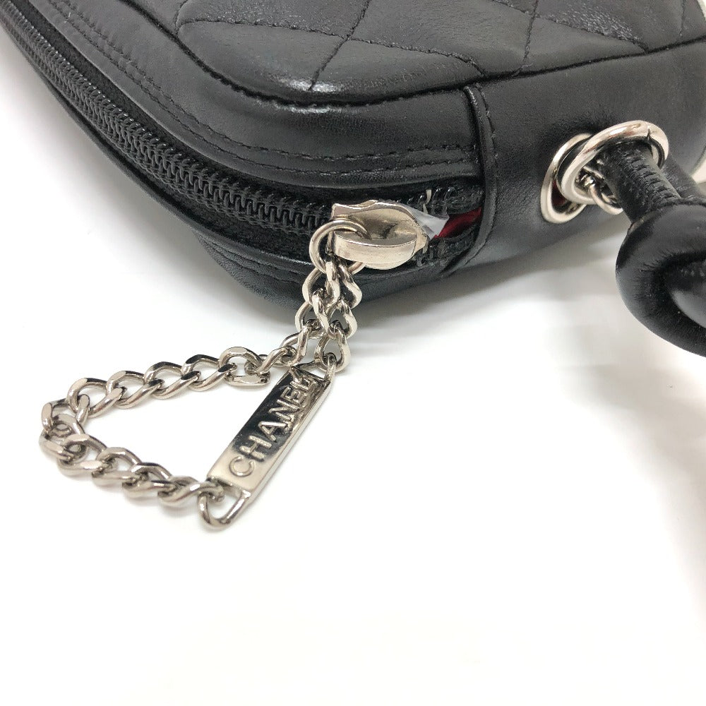 CHANEL Shoulder Bag lambskin Black x white Cambon line Women Used