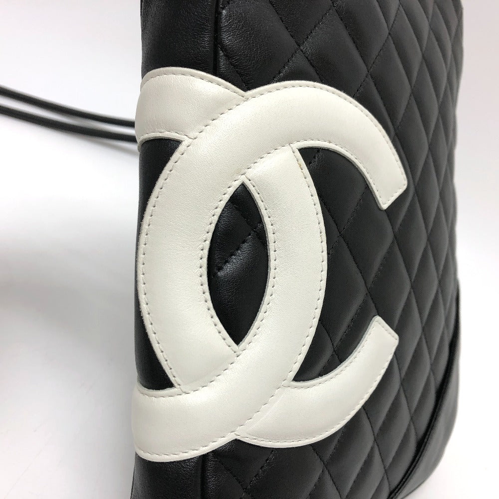 CHANEL Shoulder Bag lambskin Black x white Cambon line Women Used