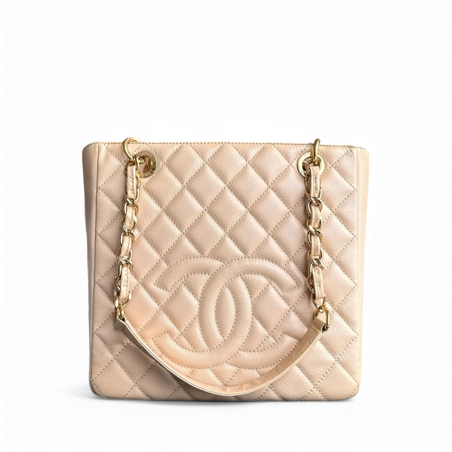 Chanel PST Petite Shopping Tote - Caviar Quilted Beige Gold Hardware Series 13