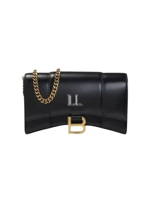 Luxury Balenciaga  Hourglass Chain Mini Calfskin Cross Bag Black