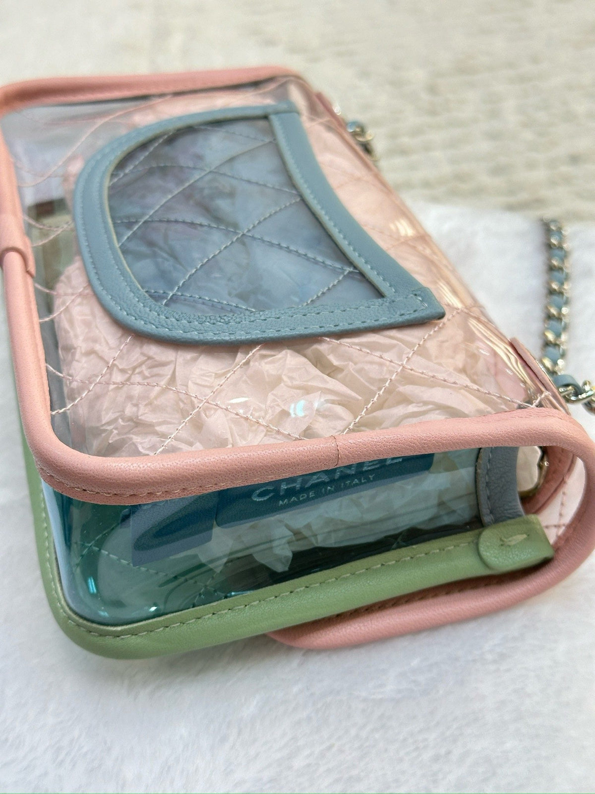 Chanel Mini Coco Splash PVC Flap Bag Pink/Green/Blue SHW