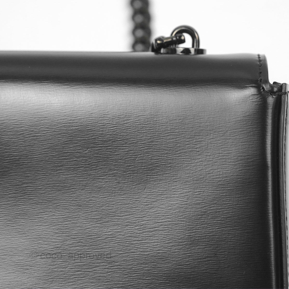 Celine Triomphe Chain Shoulder Bag So Black Shiny Calfskin