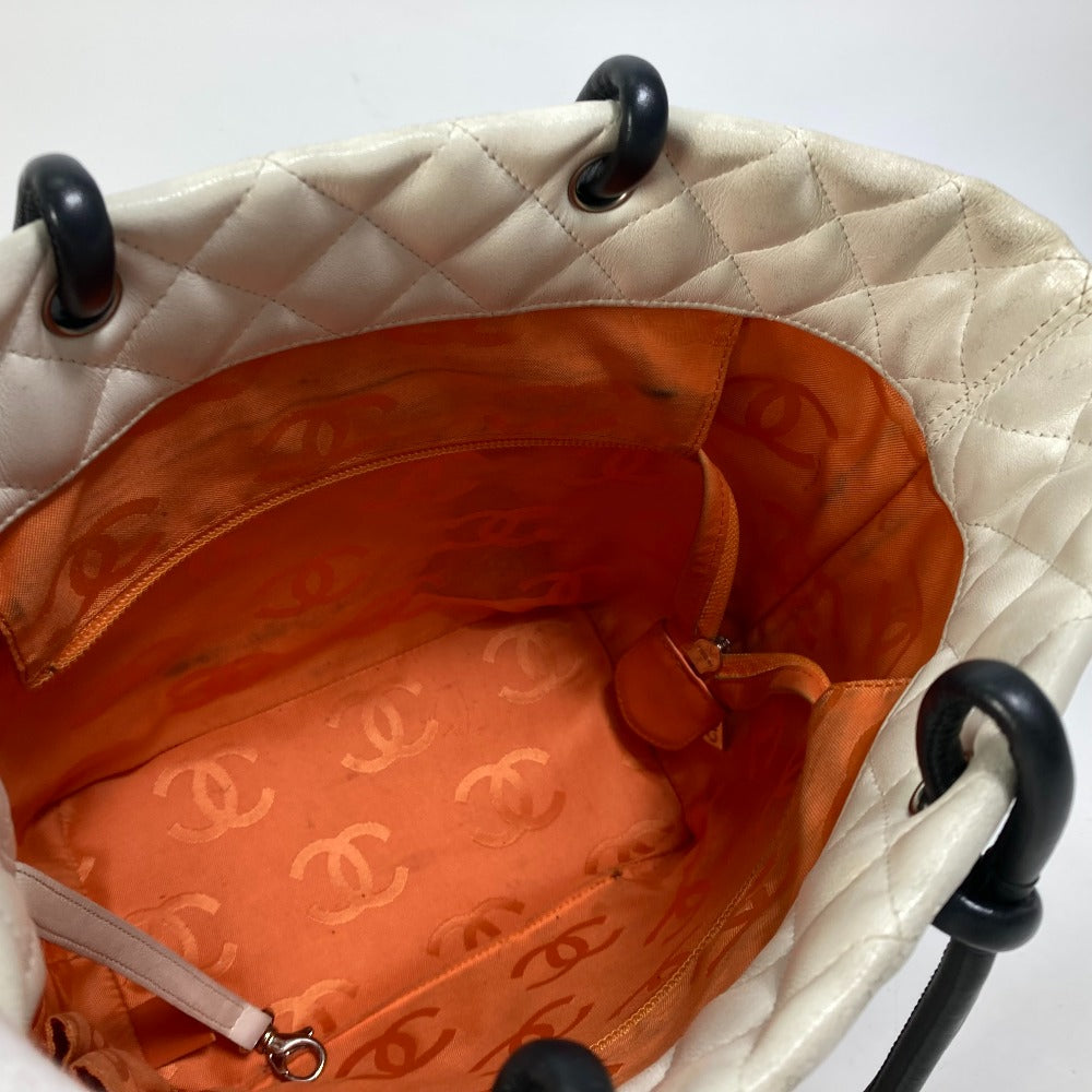 CHANEL Tote Bag A25167 lambskin white Cambon line CC COCO Mark Women Used