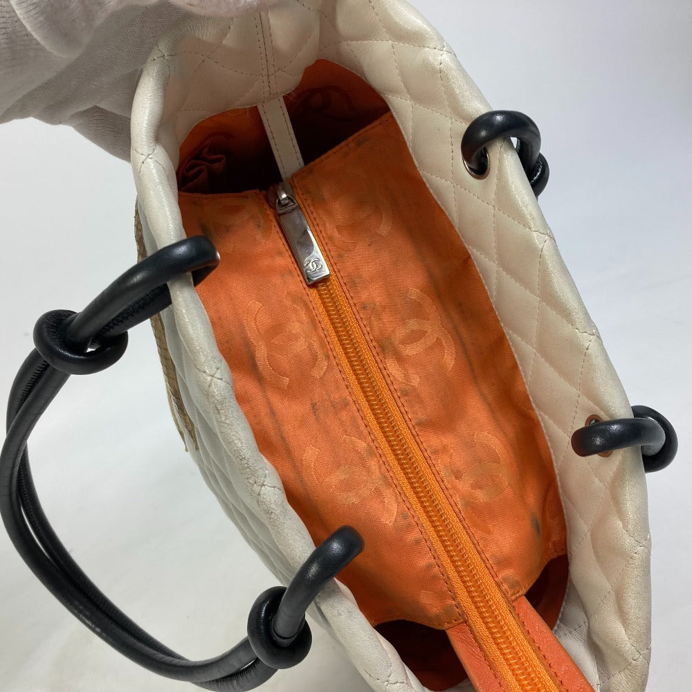 CHANEL Tote Bag A25167 lambskin white Cambon line CC COCO Mark Women Used