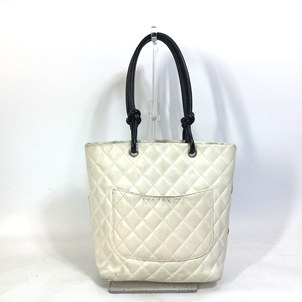 CHANEL Tote Bag A25167 lambskin white Cambon line CC COCO Mark Women Used