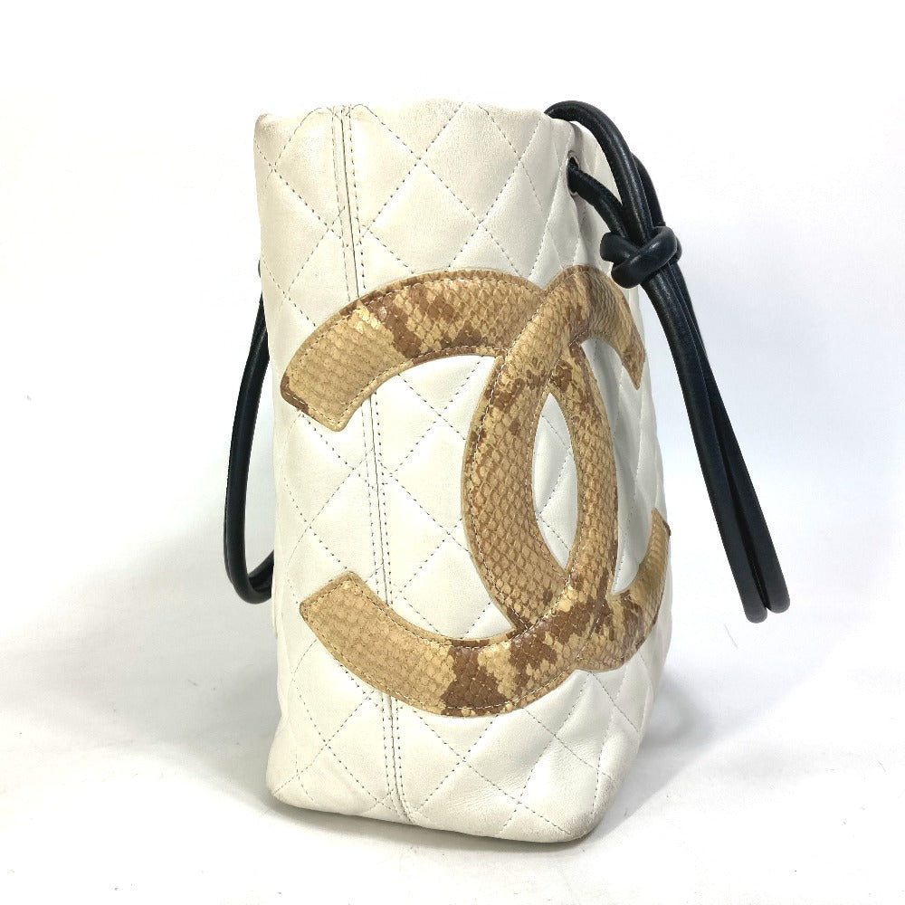 CHANEL Tote Bag A25167 lambskin white Cambon line CC COCO Mark Women Used