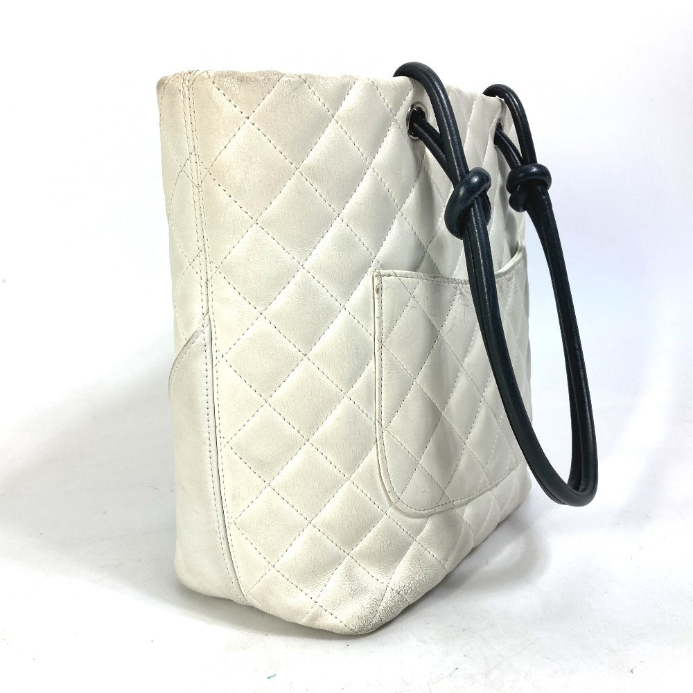 CHANEL Tote Bag A25167 lambskin white Cambon line CC COCO Mark Women Used